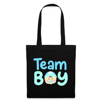 Team Boy: Bekanntgabe des Geschlechts des Babys - Stoffbeutel - Schwarz - Vorne