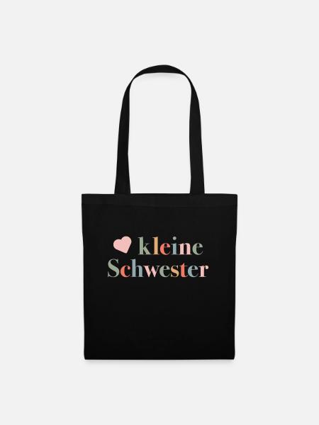 Kleine Schwester – Geschenk zur Geburt für Babys - Stoffbeutel - Schwarz