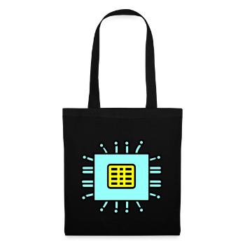 Digital Computer Chip Icon - Stoffbeutel - Schwarz - Vorne