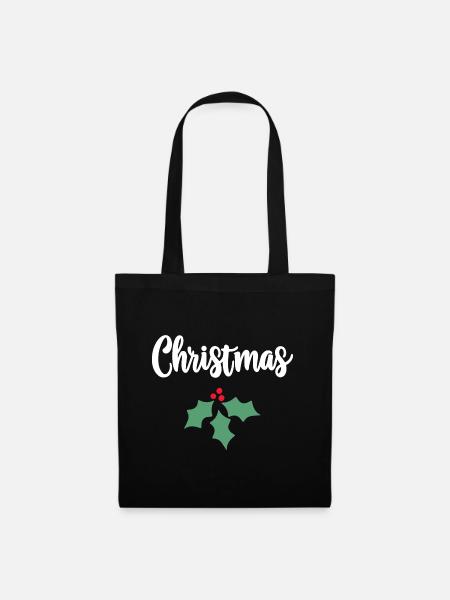 Weihnachts-Stechpalme - Stoffbeutel - Schwarz