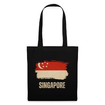 Grunge-Flagge von Singapur, ich liebe Singapur - Stoffbeutel - Schwarz - Vorne