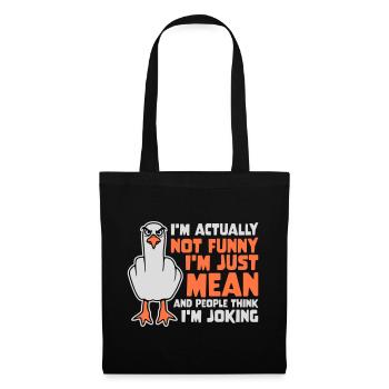 Doigt d’honneur Seagull Pas drôle Les gens méchants pensent à la blague - Sac en tissu - noir - Devant