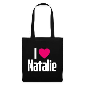 I Love Natalie Pinkes Herz Ich liebe Natalie - Stoffbeutel - Schwarz - Vorne