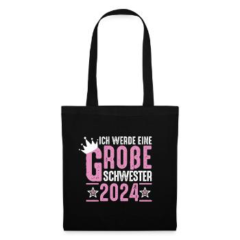 Big Sister 2024 Pink Crown - Tote Bag - black - Front