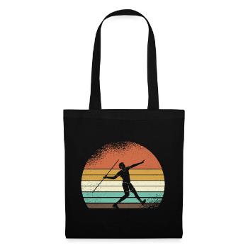 Retro Sonnenuntergang Skisport Silhouette - Stoffbeutel - Schwarz - Vorne