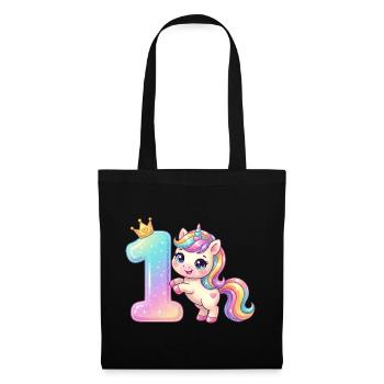Je suis 1 fille licorne Kawaii Anniversaire - Sac en tissu - noir - Devant
