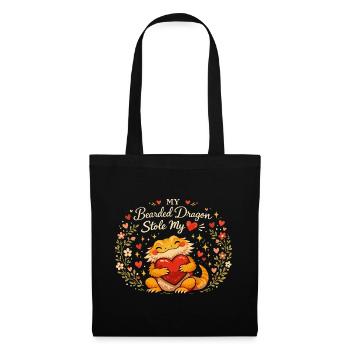 Pogona Adorable : Mon Dragon a Volé mon Cœur - Sac en tissu - noir - Devant