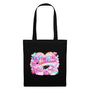 Mama Candy und Regenbogen | Mama-Geschenk - Stoffbeutel - Schwarz - Vorne