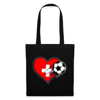 Switzerland Flag Football with Heart - Tote Bag - black - Front
