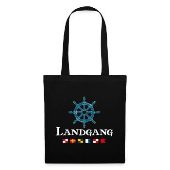 Landgang Maritimes Segler Steuerrad Design - Stoffbeutel - Schwarz - Vorne