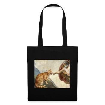 Cat Slaps God's Hand Funny Cats Meme - Tote Bag - black - Front