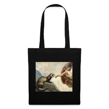 Ferret Beats God's Hand Ferret Meme - Tote Bag - black - Front
