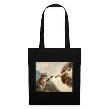 Katze Schlägt Gottes Hand Lustiges Katzen meme - Stoffbeutel - Schwarz - Vorne