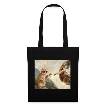 Chat gifle la main de Dieu Mème des chats drôles - Sac en tissu - noir - Devant