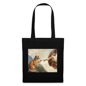 Chat gifle la main de Dieu Mème des chats drôles - Sac en tissu - noir - Devant