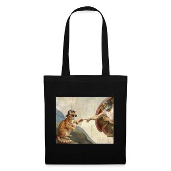 Chat gifle la main de Dieu Mème des chats drôles - Sac en tissu - noir - Devant