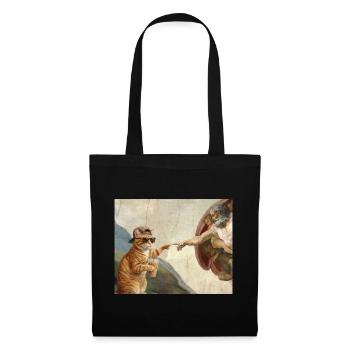Katze Schlägt Gottes Hand Lustiges Katzen meme - Stoffbeutel - Schwarz - Vorne