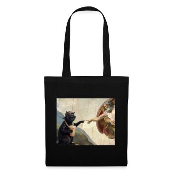 Chat gifle la main de Dieu Mème des chats drôles - Sac en tissu - noir - Devant