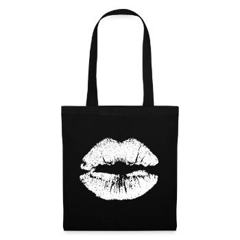 Lèvres embrassables avec Lipstick Lip Imprint White - Sac en tissu - noir - Devant