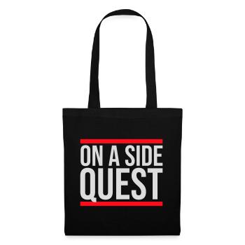 On A Side Quest Gaming Adventure Spruch Logo Text - Stoffbeutel - Schwarz - Vorne