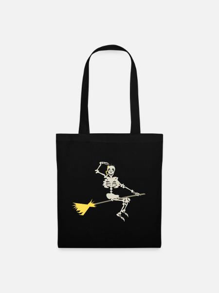 Skeletthühner mit einem Besen - Stoffbeutel - Schwarz