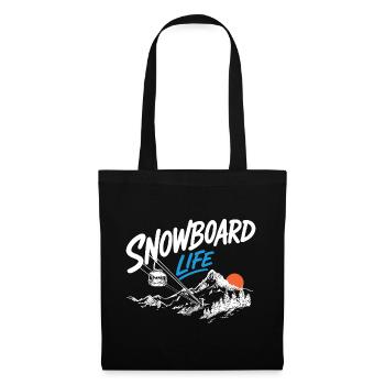 Snowboard Life Gondel Seilbahn & Berge Wintersport - Stoffbeutel - Schwarz - Vorne