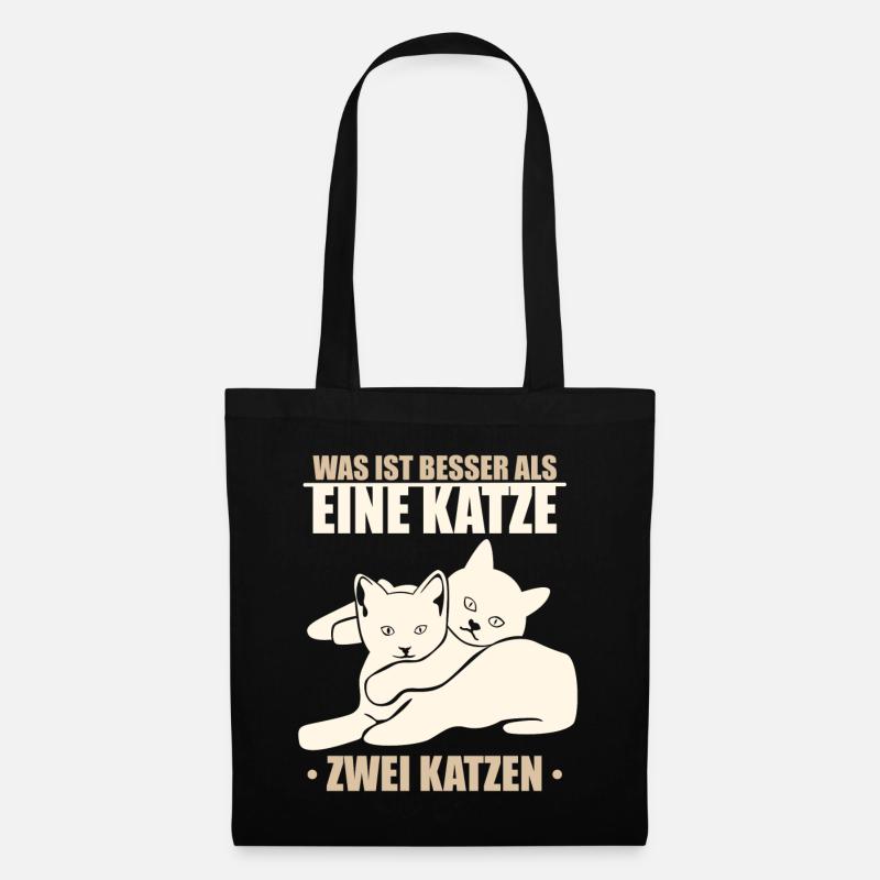 Was ist besser als eine Katze - zwei Katzen - Stoffbeutel - Schwarz