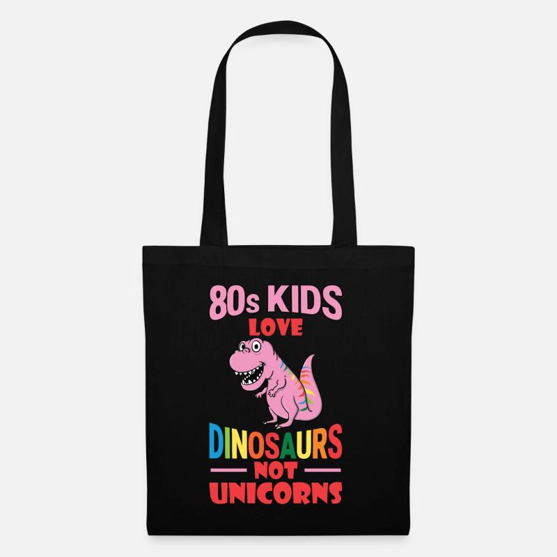80er Kinder lieben Dinosaurier, nicht Einhörner! - Stoffbeutel - Schwarz