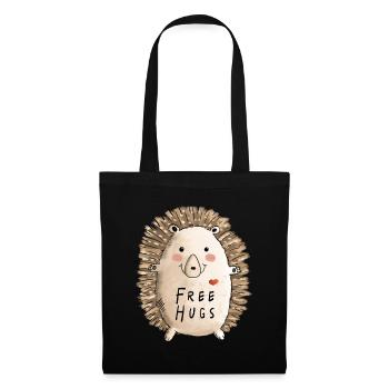 Free Hugs Igel I Kinder Comic Geschenk Herbst - Stoffbeutel - Schwarz - Vorne