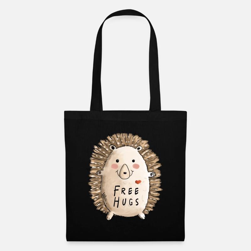 Free Hugs Igel I Kinder Comic Geschenk Herbst - Stoffbeutel - Schwarz