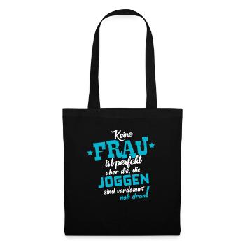Joggen – Shirt Lieblingssport Joggerin Geschenk - Stoffbeutel - Schwarz - Vorne