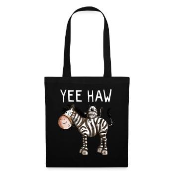 Yee Haw Zebra - Zebras - Katze - Katzen - Geschenk - Stoffbeutel - Schwarz - Vorne
