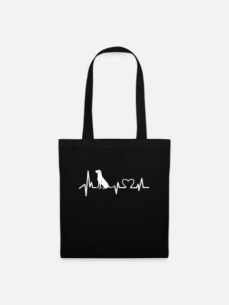 Dog heartbeat EKG line heart rate gift - Tote Bag - black