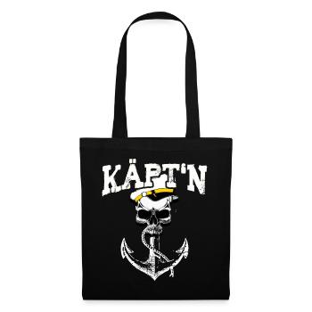 Käpt'n Kapitän Totenkopf Geschenk Segler Segeln - Stoffbeutel - Schwarz - Vorne