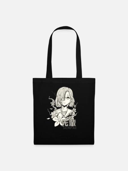 Anime girl black and white - Tote Bag - black