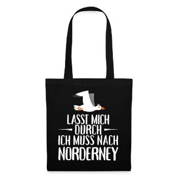 Lasst mich durch ich muss nach Norderney Möwe - Stoffbeutel - Schwarz - Vorne