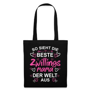 Beste Zwillingsmama Mama von Zwillingen Geschenk - Stoffbeutel - Schwarz - Vorne