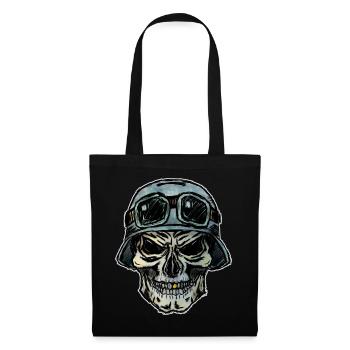 Crazy Biker skull with helmet - Tote Bag - black - Front