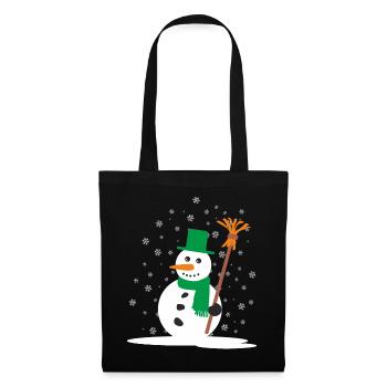 Bonhomme de neige de Noël - Sac en tissu - noir - Devant