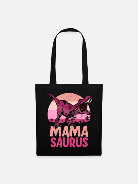 Mama Saurus Mamasaurus Dinosaur Family - Stoffbeutel - Schwarz