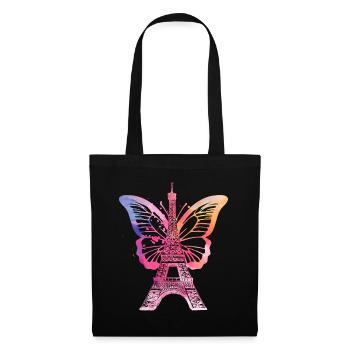 Paris France City Skyline Tour Eiffel Art - Sac en tissu - noir - Devant