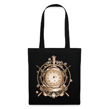 Montre Steampunk au look antique avec engrenages - Sac en tissu - noir - Devant