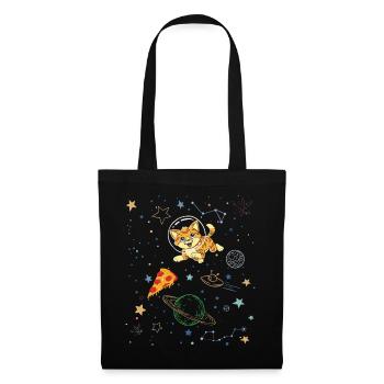 Verspielte Katze in der kosmischen Weltraumszene - Stoffbeutel - Schwarz - Vorne