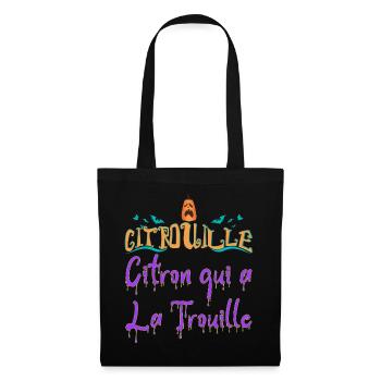 Citrouille citron qui a la trouille chauve souris - Sac en tissu - noir - Devant