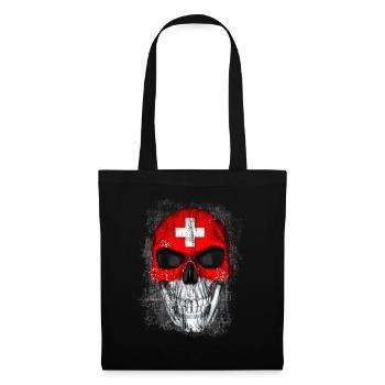 Totenkopf Schweiz - Stoffbeutel - Schwarz - Vorne