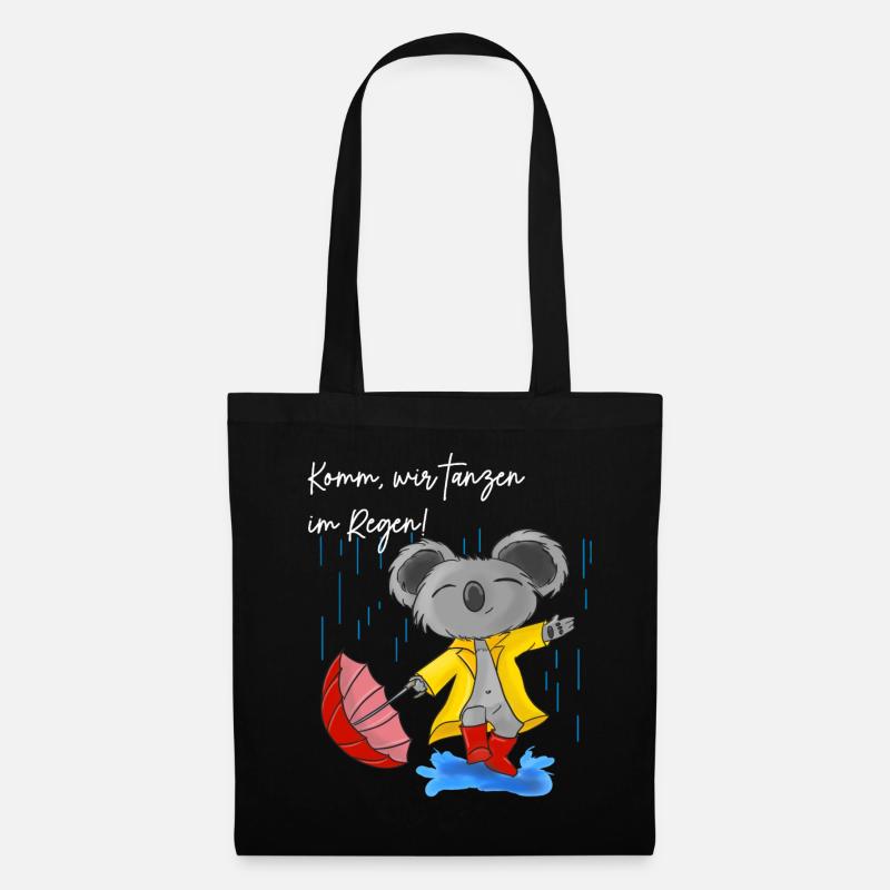 Niedlicher Koala mit Regenschirm - Stoffbeutel - Schwarz