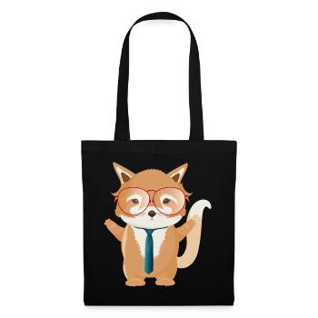 Enchanteur petit renard avec lunettes et cravate - Sac en tissu - noir - Devant