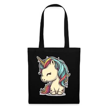 Licorne colorée douce mignonne bande dessinée bande dessinée - Sac en tissu - noir - Devant