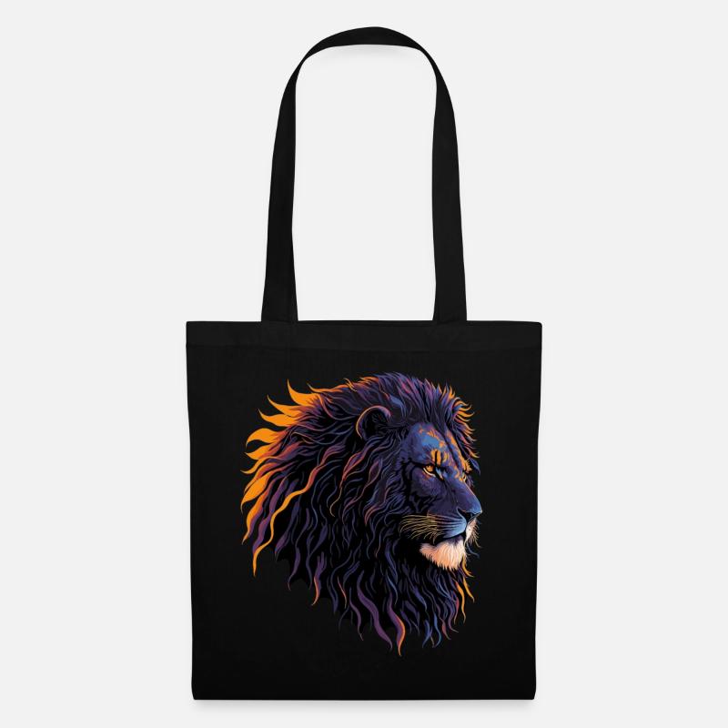 Colorful lion head - Stoffbeutel - Schwarz