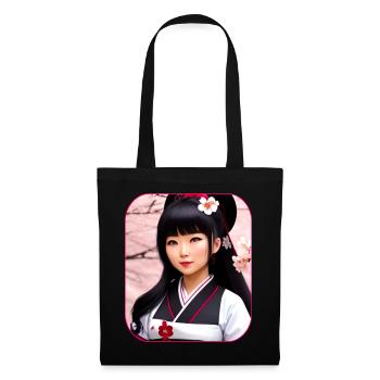 Cute geisha with cherry blossoms - Tote Bag - black - Front